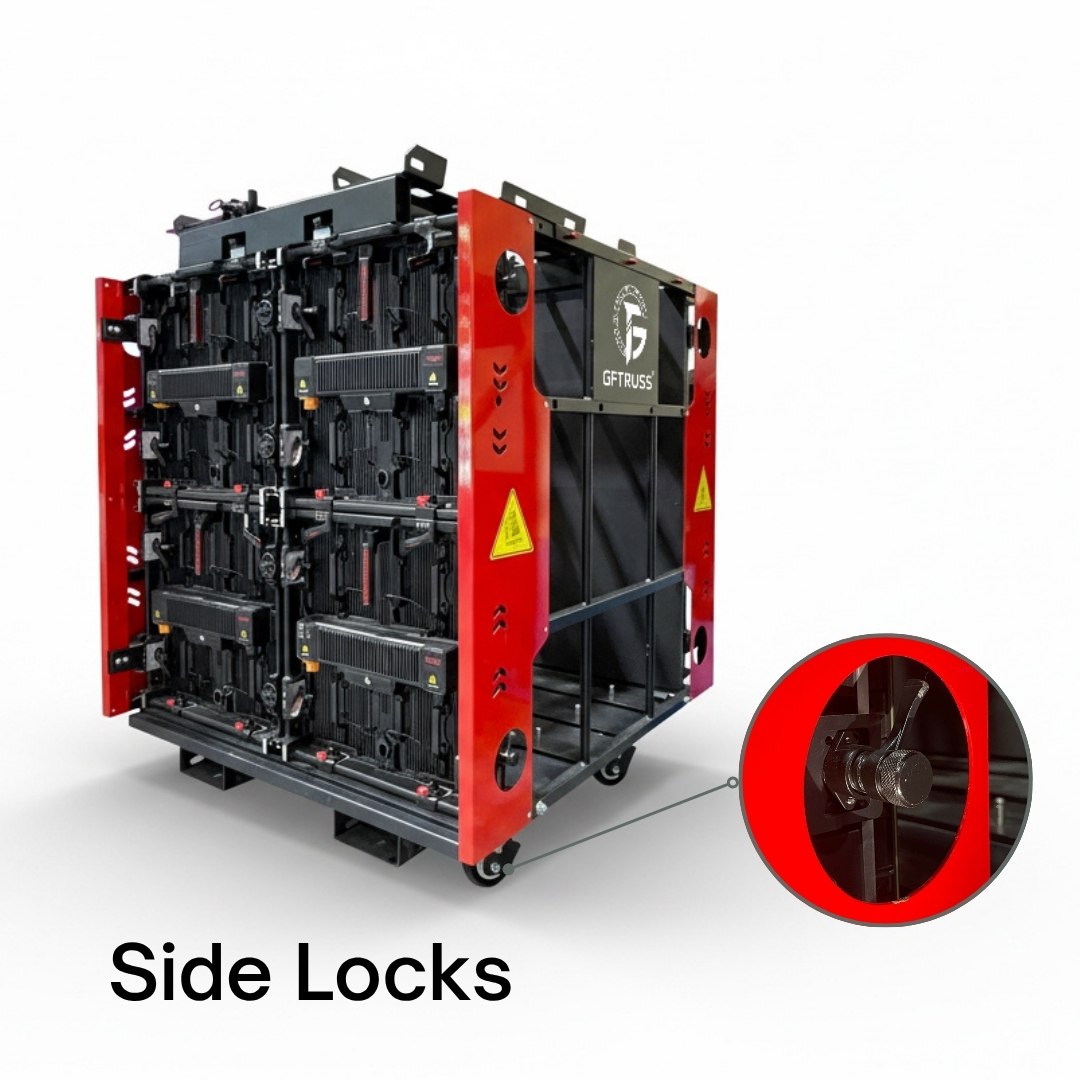 LED wall touring cart with side locking system