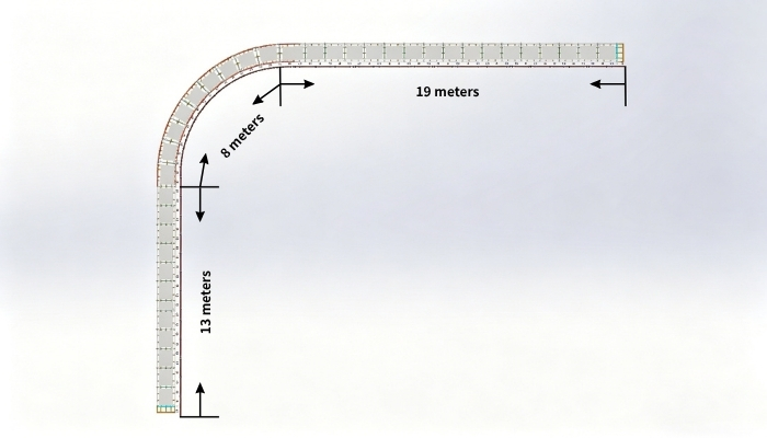 full view of LED screen support system across 40 meter span