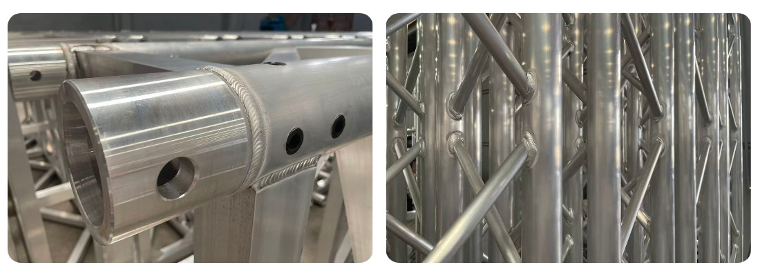 Main chords and diagonals details showing TIG welding joints on 6082-T6 aluminum