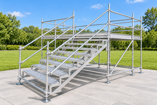 Rectangular modular steel frame stage for concerts and events Rectangular modular steel frame stage for concerts and events